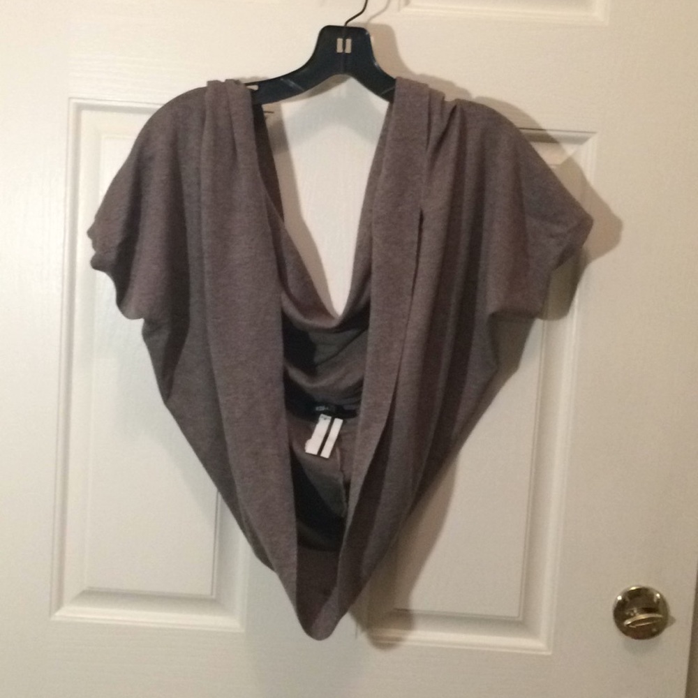 New origami crop taupe shrug